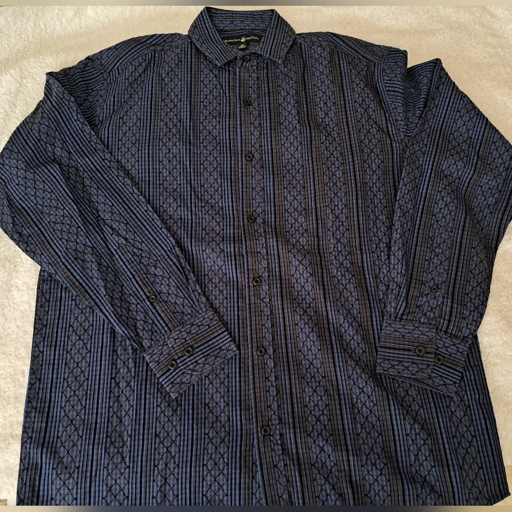 Mens Dress Shirt - Navy / Copper - Size: Medium